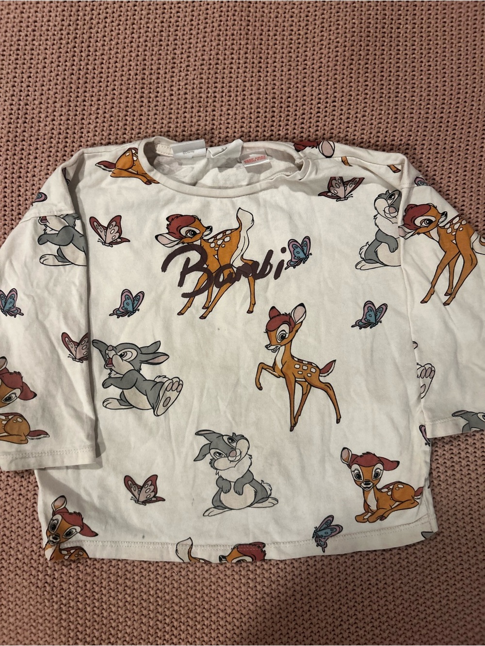 Zara Disney Bambi Thumper Girls Long Sleeve Graphic Shirt Size 3-4 Years